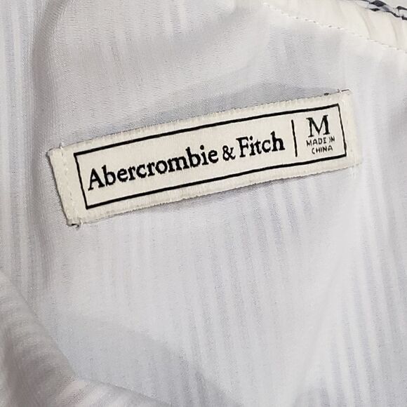 Abercrombie Pinstripe One Shoulder Ruffle Shift Dress MEDIUM - Picture 12 of 14
